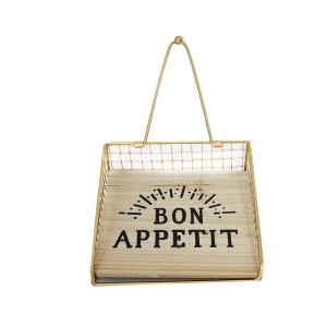 PORTA GUARDANAPO ARAMADO EM METAL E BASE EM MADEIRA 17,5CM - FERSC01-DOU