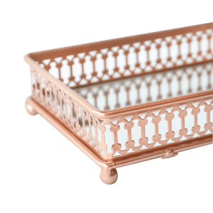 BANDEJA DE METAL ESPELHADA DE VIDRO 19X10CM - KIT119-GR