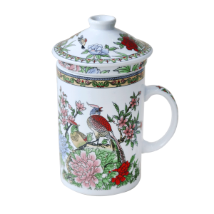CANECA COM INFUSOR EM PORCELANA E TAMPA ORIENTAL 250ML 14,5CM - GB602-C