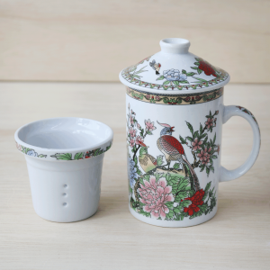 CANECA COM INFUSOR EM PORCELANA E TAMPA ORIENTAL 250ML 14,5CM - GB602-C