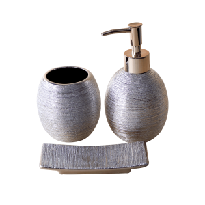 JOGO DE BANHEIRO DE PORCELANA COM 03 PEÇAS  - BRTE10165-GR