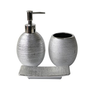 JOGO DE BANHEIRO DE PORCELANA COM 03 PEÇAS  - BRTE10165-PTA