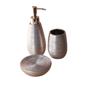 JOGO DE BANHEIRO DE PORCELANA COM 03 PEÇAS  - BRTE10161-GR