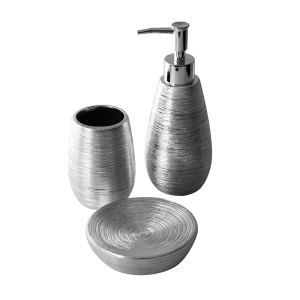 JOGO DE BANHEIRO DE PORCELANA COM 03 PEÇAS  - BRTE10161-PTA