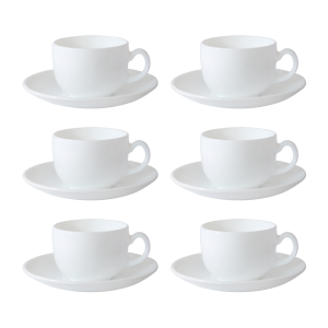 JOGO DE XÍCARA BRANCO COM PIRES DE PORCELANACOM 12 PEÇAS - 125 ML - 1279