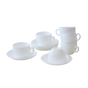 JOGO DE XÍCARA BRANCO COM PIRES DE PORCELANACOM 12 PEÇAS - 125 ML - 1279