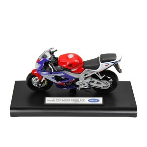 MINIATURA METAL MOTO HONDA CBR 900RR FIREBLADE VERMELHA / AZUL 1:18 - DMC3349