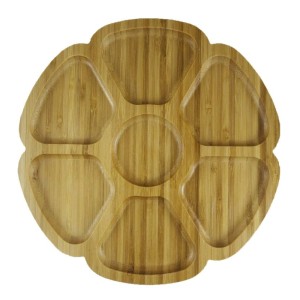 PETISQUEIRA DE BAMBU COM 06 DIVISÓRIAS E UMA CENTRAL PARA MOLHOS - 24CM -TRC8071