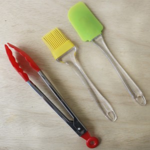 KIT DE COZINHA - PEGADOR DE METAL, PINCEL E ESPATULA DE SILICONE COM 3 PEÇAS - 97601
