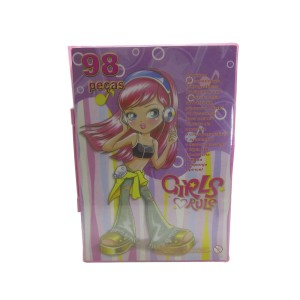 MALETA ESCOLAR DESENHO 98PÇS INMETRO MENINA COM FONE - MT98 GIRL-C