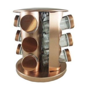 PORTA TEMPERO GIRATORIO DE METAL COM PINTURA COBRE 12 PEÇAS - TRC8417