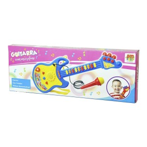 GUITARRA INFANTIL MUSICAL COM LUZ E MICROFONE DE PLASTICO 15X45CM - DMT5379-AZ
