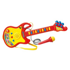 GUITARRA INFANTIL MUSICAL COM LUZ E MICROFONE DE PLASTICO 15X45CM - DMT5379-VM