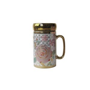 CANECA DE PORCELANA COM ESPELHO NA TAMPA 380ML - B003-A