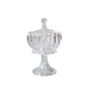 BOMBONIERE COM TAMPA E PEDESTAL DE VIDRO 18X11CM - 7321CJCX