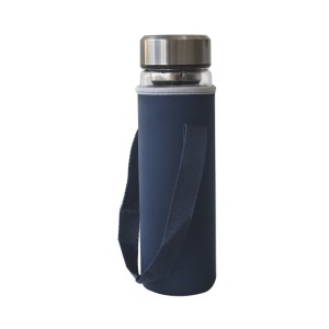 GARRAFA SQUEEZE DE VIDRO E CAPA NEOPREME COM INFUSOR PARA CHÁ  600ML - YT7120-AZMA