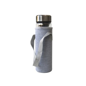 GARRAFA SQUEEZE DE VIDRO E CAPA NEOPREME COM INFUSOR PARA CHÁ  600ML - YT7120-CZ