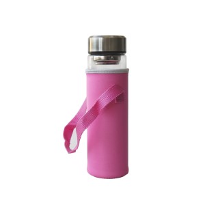 GARRAFA SQUEEZE DE VIDRO E CAPA NEOPREME COM INFUSOR PARA CHÁ  600ML - YT7120-PK