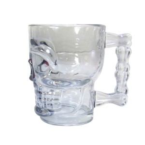 CANECA DE VIDRO PARA CHOPP E CERVEJA CAVEIRA ROCK STYLE AZUL  500 ML - GDR0649