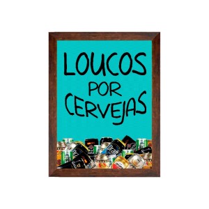 PORTA TAMPINHAS LOUCOS POR CERVEJA FUNDO COR AZUL 20 X 25 CM - 797