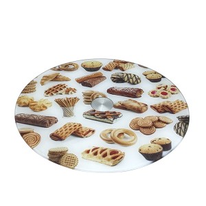 PRATO GIRATORIO 360 GRAUS EM VIDRO E METAL ESTAMPA CHA DA TARDE 30 CM - 92529