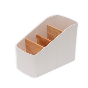 CAIXA DE PLÁSTICO ORGANIZADORA COM 03 DIVISÓRIAS EM BAMBU 8,5X18X12,5CM - OGA07007