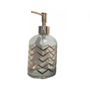 PORTA SABONETE LÍQUIDO DE VIDRO TRANSPARENTE COM ESTAMPA GOLD ROSE 400ML - CHI2038-A