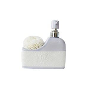 PORTA SABONETE LÍQUIDO EM CERÂMICA 400 ML COM ESPONJA - PRB01065-CZ