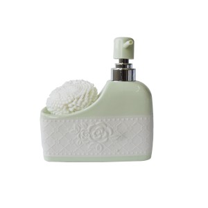PORTA SABONETE LÍQUIDO EM CERÂMICA 400 ML COM ESPONJA - PRB01065-VD