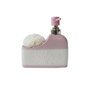 PORTA SABONETE LÍQUIDO EM CERÂMICA 400 ML COM ESPONJA - PRB01065-RS