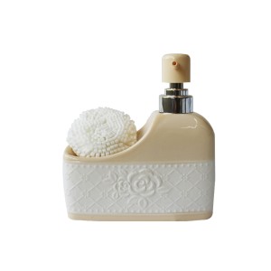 PORTA SABONETE LÍQUIDO EM CERÂMICA 400 ML COM ESPONJA - PRB01065-CR