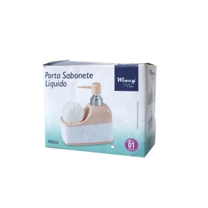 PORTA SABONETE LÍQUIDO EM CERÂMICA 400 ML COM ESPONJA - PRB01065-CR