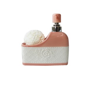 PORTA SABONETE LÍQUIDO EM CERÂMICA 400 ML COM ESPONJA - PRB01065-SAL