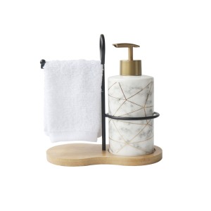 KIT PARA BANHEIRO DE PORCELANA EM 3 PEÇAS COM ESTAMPA MARMORIZADA  - 1351-BR