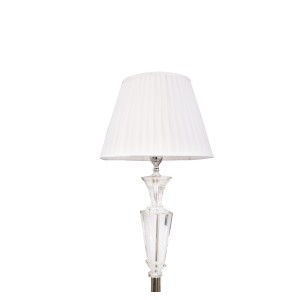 ABAJUR DE PISO EM VIDRO E ZINCO CUPULA POLIESTER DRAPEADA BRANCA BIVOLT 160CM - 9055