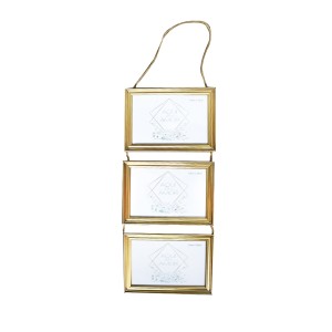 PORTA RETRATO COM 3 FOTOS DE PLÁSTICO E CORDÃO PARA PENDURAR 10X15CM - 4331-DOU