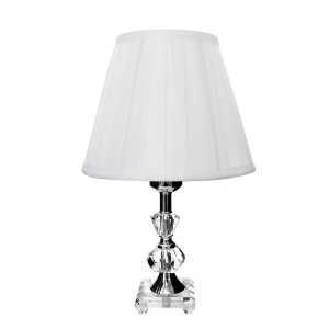 ABAJUR DE CRISTAL COM CUPULA DRAPEADA BRANCA 35 CM - REF 188