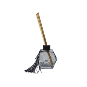 FRASCO DIFUSOR DE VIDRO COM PENDENTE DECORATIVO 9,5CM 150ML - HD02001- FUMÊ