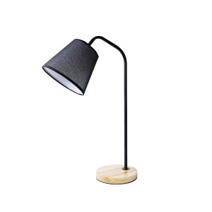 LUMINÁRIA DE MESA EM METAL COM BASE MADEIRA 15X49CM - 2352-PT