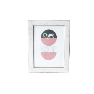 PORTA RETRATO ESTAMPA MARMORIZADA COM PÉ GRAVATA DE MADEIRA 15X20CM- 4126-GR