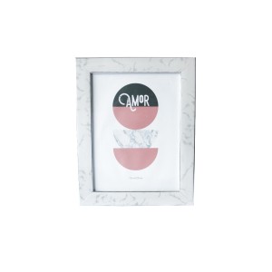 PORTA RETRATO ESTAMPA MARMORIZADA COM PÉ GRAVATA DE MADEIRA 15X20CM- 4126-PTA