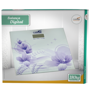 BALANÇA DIGITAL VIDRO TEMPERADO PARA BANHEIRO QUADRADA 180 KG ESTAMPA FLORAL - CA05021-LL