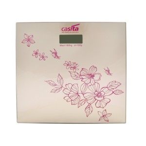 BALANÇA DIGITAL VIDRO TEMPERADO PARA BANHEIRO QUADRADA 180 KG ESTAMPA FLORAL - CA05021-BG