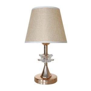 ABAJUR COM BASE CROMADA EM PLÁSTICO E CUPULA EM LINHO 15X36CM BIVOLT - AL55013-BG