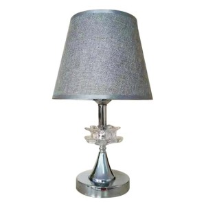 ABAJUR COM BASE CROMADA EM PLÁSTICO E CUPULA EM LINHO 15X36CM BIVOLT - AL55013-CZ