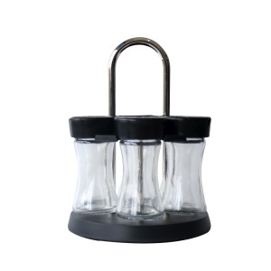 PORTA CONDIMENTO GIRATÓRIO ARAMADO DE VIDRO COM 6 PEÇAS - BRJC10184