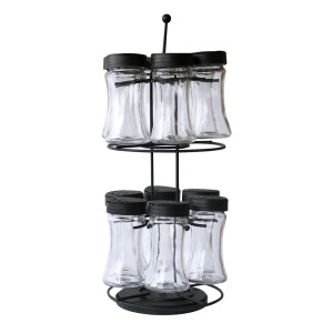 PORTA CONDIMENTO GIRATÓRIO ARAMADO DE VIDRO COM 12 PEÇAS - BRJC10183