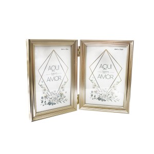 PORTA RETRATO COM 02 FOTOS EM PLÁSTICO ABERTURA CENTRAL - 10X15CM - 4333-CH