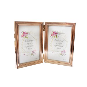 PORTA RETRATO COM 02 FOTOS EM PLÁSTICO ABERTURA CENTRAL - 10X15CM - 4333-GR