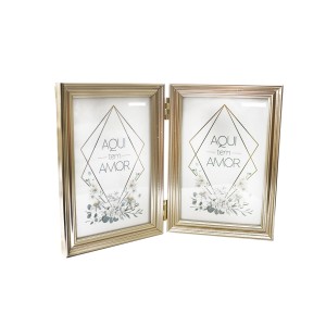 PORTA RETRATO COM 02 FOTOS EM PLÁSTICO ABERTURA CENTRAL - 15X20CM - 4335-CH